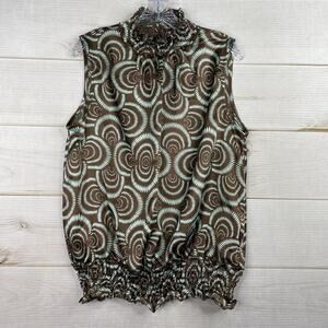 Vintage Sere Nade Top Sz L Brown Artsy Sleeveless Smocked Satin Y2K Fairy Goth